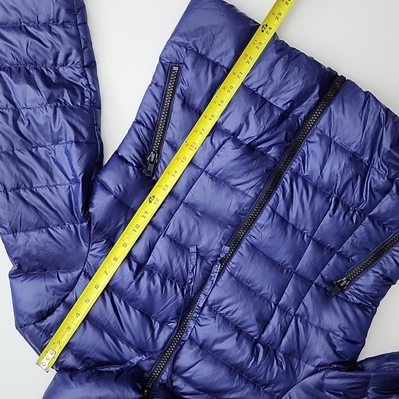 Zara Woman Down Puffer Jacket Electric Purple Roll Up Hood Size Large - Picture 15 of 16